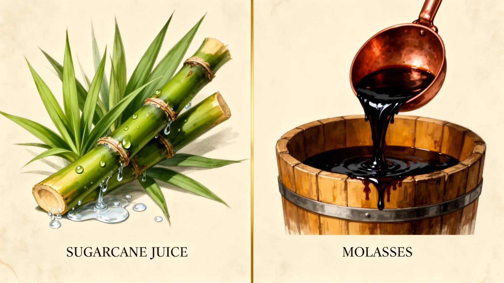 Sammenligning: frisk sukkerrørssaft og mørk melasse som rområvarer